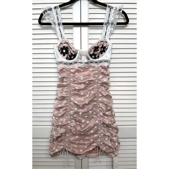 Love & Lemons X Victoria Secret Floral Festival Lace Bustier Daisy Mini Dress-XS - Picture 2 of 8